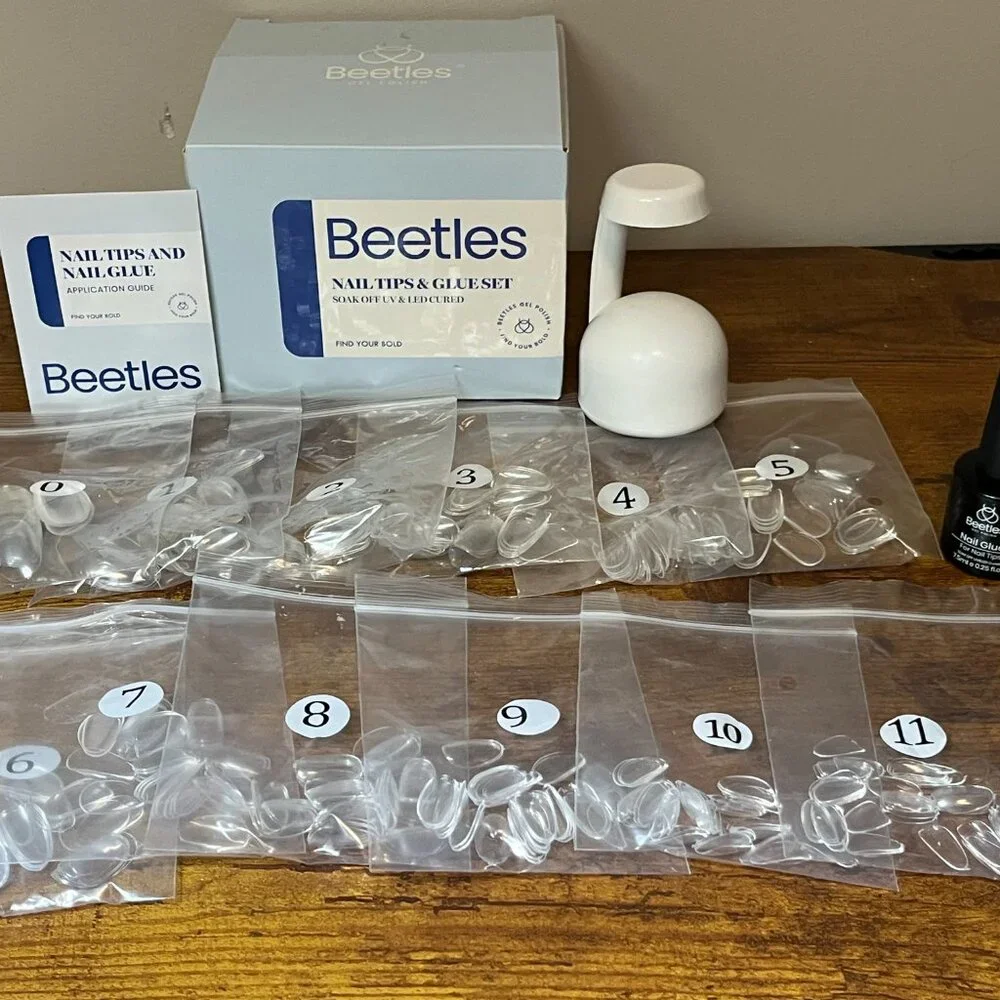 Beetles Nail Tips and Glue Set with Mini UV Lamp for Fast Drying, USB Charger - Picture 1 of 7